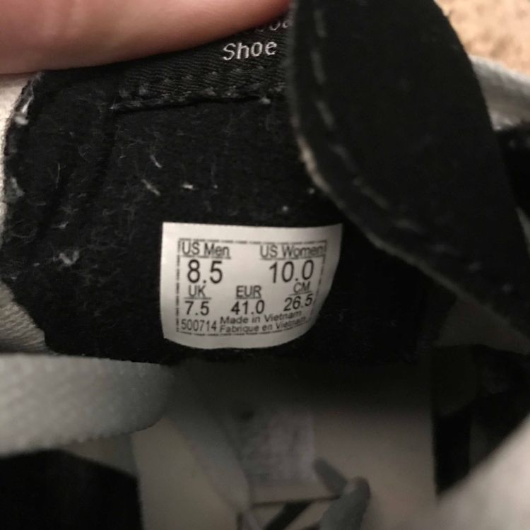 vans size label