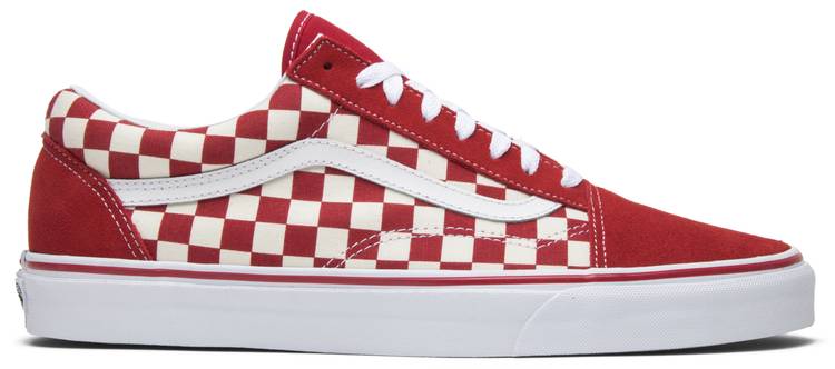 white and red checkerboard vans