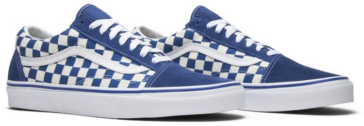 checkerboard vans blue