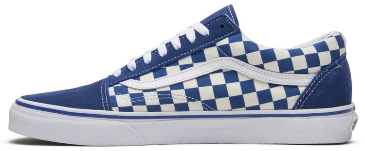 old skool blue and white checkered vans