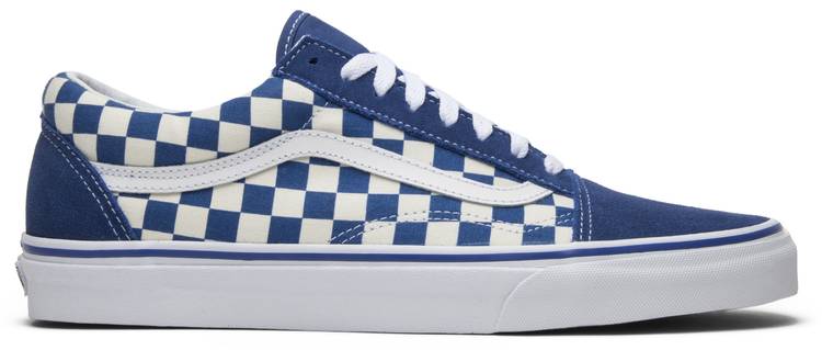 blue and white checkered vans old skool