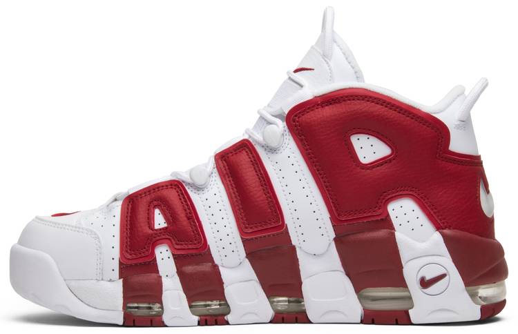 nike uptempo red and white