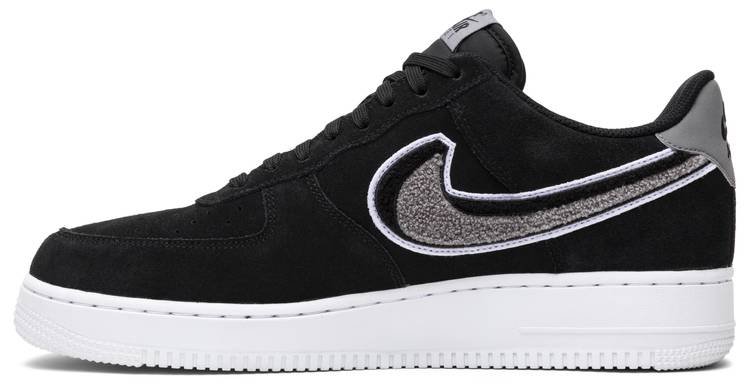 air force 1 low 3d chenille swoosh black cool grey