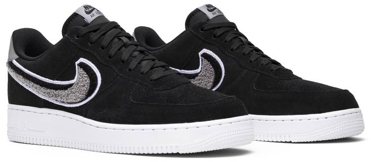 nike air force 1 low 3d chenille swoosh black cool grey