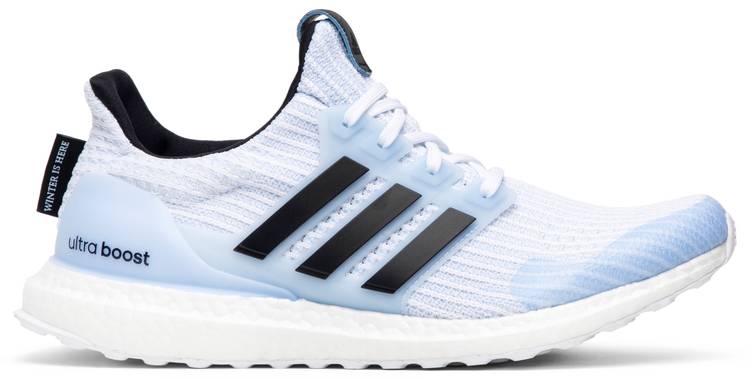 white and light blue ultra boost