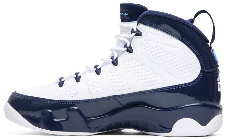 white and navy blue 9s