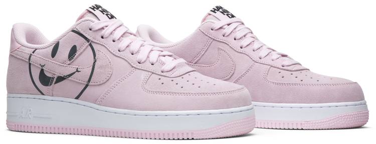 pink air force ones with smiley face