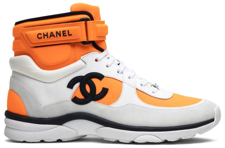 orange chanel high top sneakers