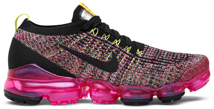 Nike Women's Air VaporMax Flyknit 3 Shoes Black/Pink Blast,  Size 6.5