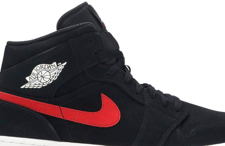 nike air jordan 1 mid sneakers in black and white with multicolor swoosh