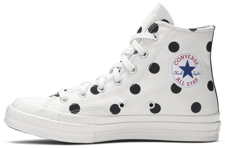 white polka dot converse