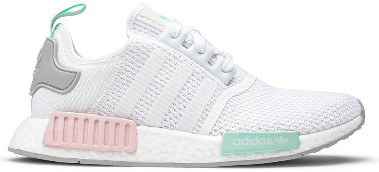 adidas nmd r1 cloud white grey two clear mint