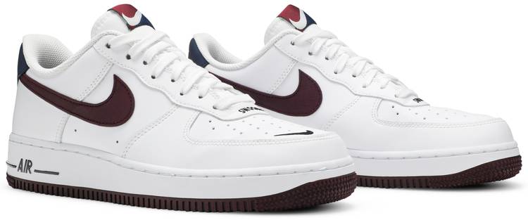 white and burgundy air force ones
