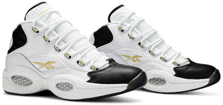 reebok question mid black and white
