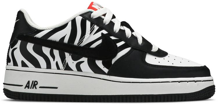 Nike Air Force 1 Low GS Zebra Print Shoes Black White 7