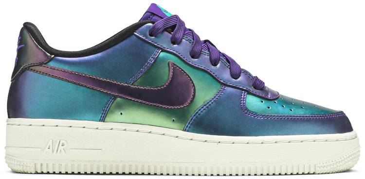 black green and purple air force ones