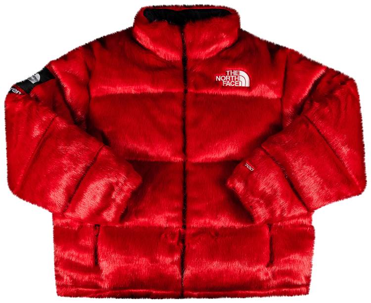 Supreme X The North Face Faux Fur Nuptse Jacket Red Supreme Fwj4 Red Goat