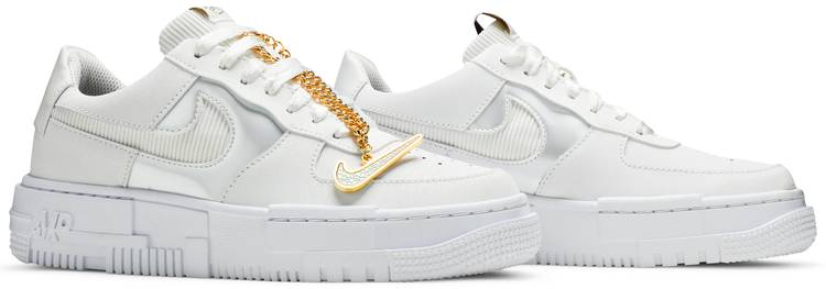 white and gold air force ones