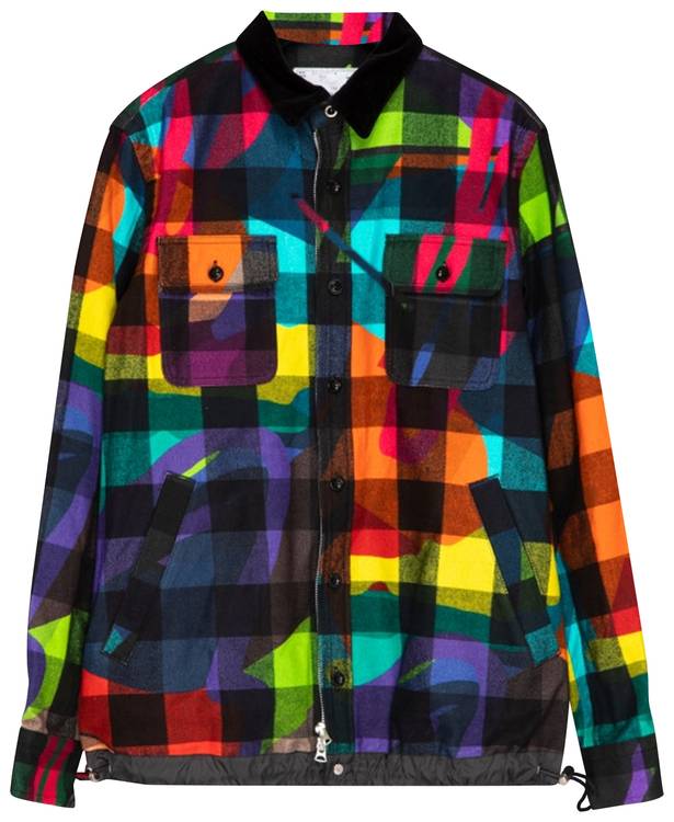 Sacai x KAWS Plaid Shirt 'Multicolor' - Sacai - 21 02571M 926 | GOAT