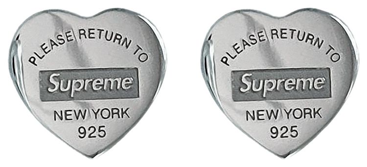 2022年最新海外 Heart supreme/Tiffany Tag Earrings Stud - ピアス(両耳用)