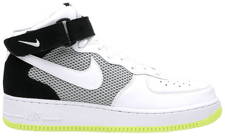 white and neon yellow air force 1