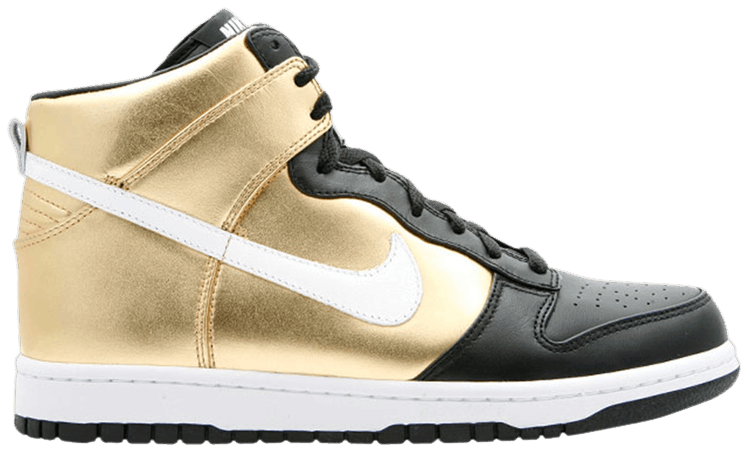gold and black nike dunks