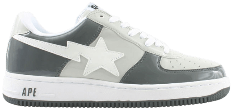a bathing ape bapesta low white grey