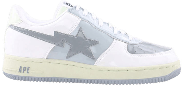 a bathing ape bapesta low white grey
