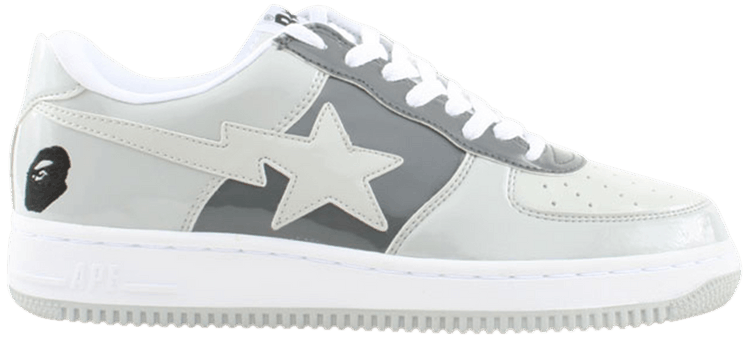 a bathing ape bapesta low white grey