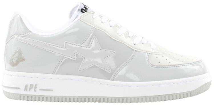 a bathing ape bapesta low white grey