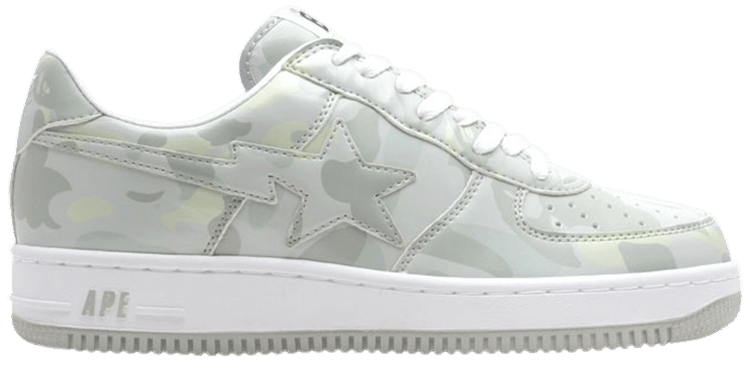 a bathing ape bapesta low white grey