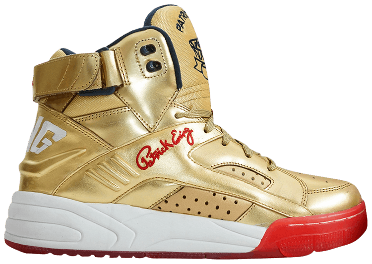 gold patrick ewing shoes