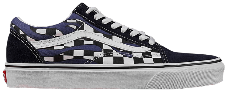 checkerboard vans with flames