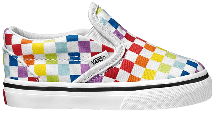 kids rainbow checkerboard vans