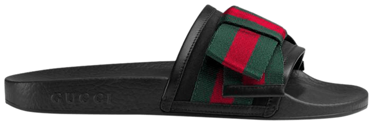 satin slide with web bow gucci