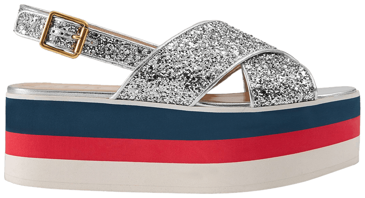 silver gucci platform slides