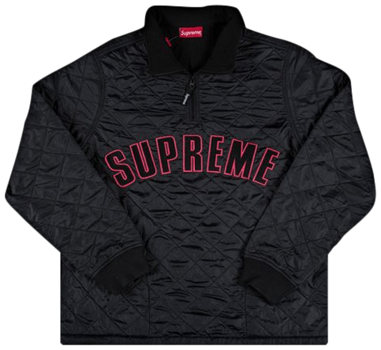 supreme arc logo quilted half zip pullover