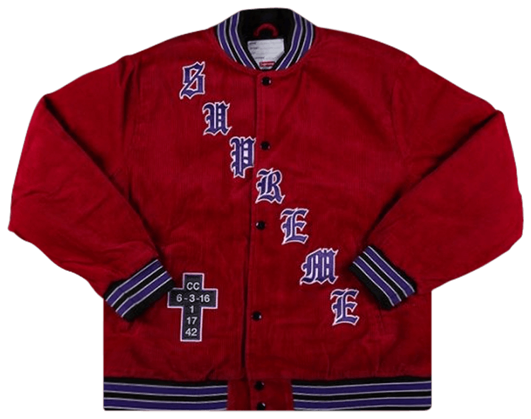supreme varsity jacket red