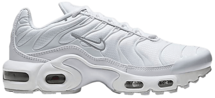 Nike Boys Air Max Plus - Running Shoes White/White/Metallic Silver Size 06.5
