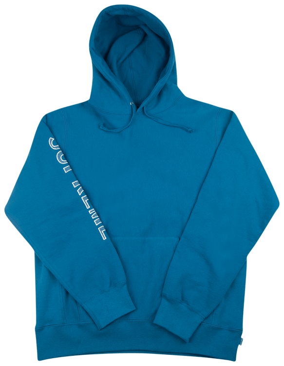 supreme sleeve embroidery hooded sweatshirt dark aqua