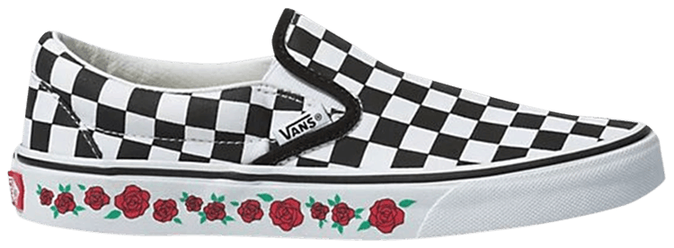 vans checkerboard rose slip on