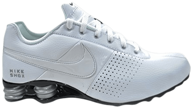 white leather nike shox