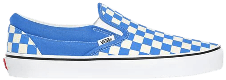 vans checkered blue slip on