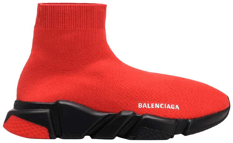 all red balenciaga speed trainers
