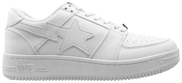 a bathing ape bapesta low white leather