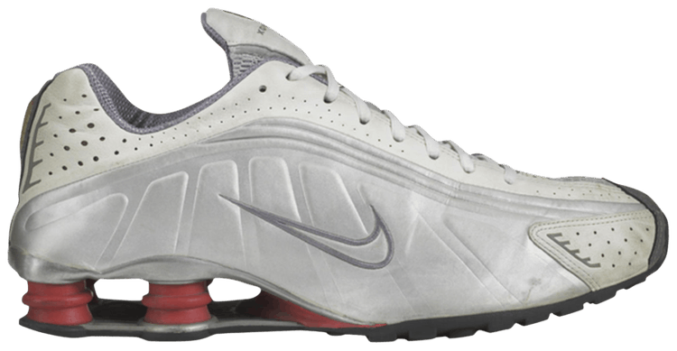 nike shox r4 silver red