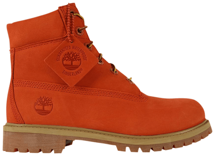 olive green and orange timberlands
