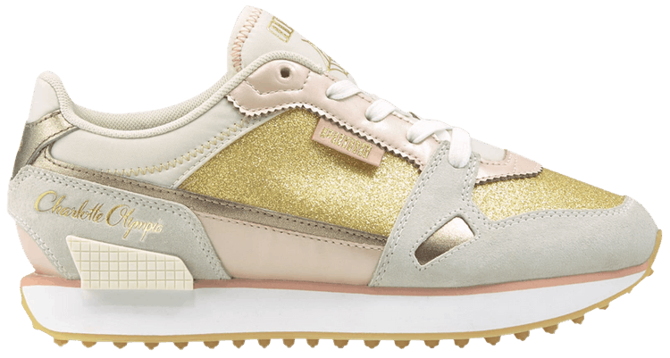 olympia glitter and leather trainer