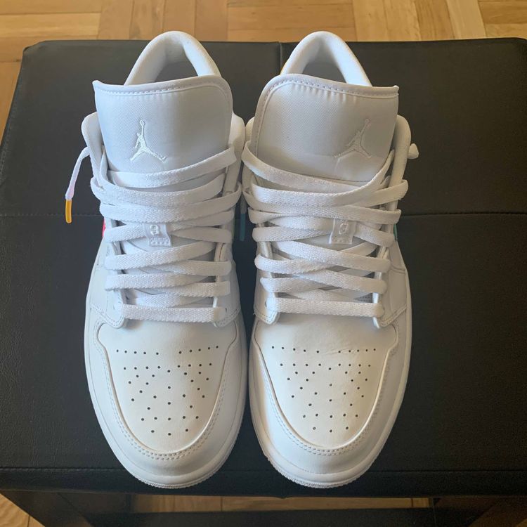 white jordans with multiple colors