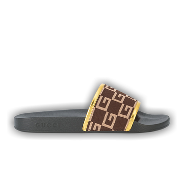 Brown and gold gucci slides shop